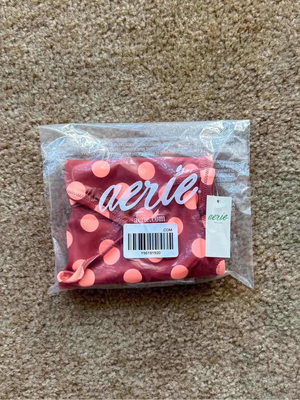 NWT Aerie Full Coverage Polka Dot Bikini Bottom Rust S